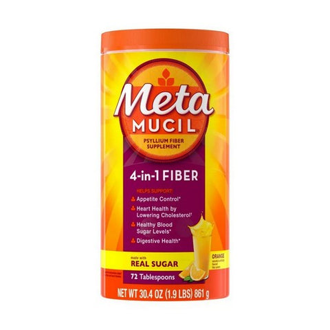 Metamucil, Psyllium 4-In-1 Fiber Sugar Free Orange Smooth Powder, 30.4 Oz Metamucil