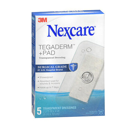 Nexcare, Tegaderm Plus Pad Transparent Dressings Waterproof 2.375 X 4 Inch, 5 Each Nexcare