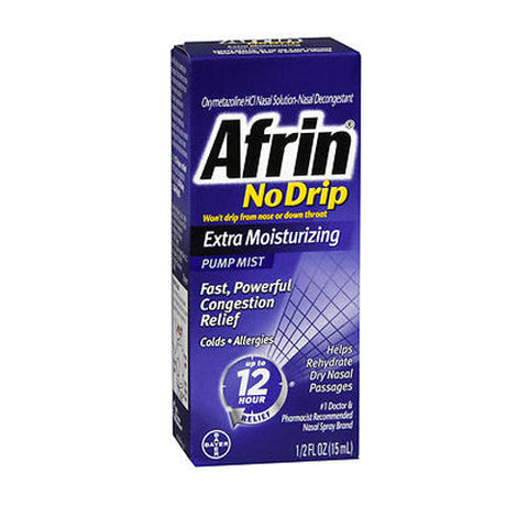 Afrin, No Drip Extra Moisturizing Oxymetazoline Hcl Nasal Decongestant Pump Mist, 15 Ml Afrin