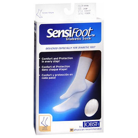 Sensifoot Diabetic Sock Crew Style White Large 1 Pair by Jobst