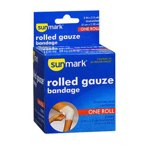 Sunmark, Rolled Gauze Bandage 2 Inches X 2.5 Yards, 1 Count Sunmark