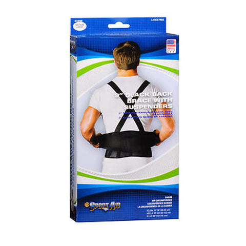 Sport Aid, Back Brace With Suspenders 9 Inches Medium And Large Black, 1 Each Sport Aid