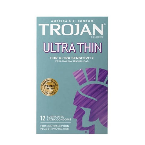 Trojan, Ultra Thin Condoms For Ultra Sensitivity Lubricated Latex Condoms, 12 Count Trojan