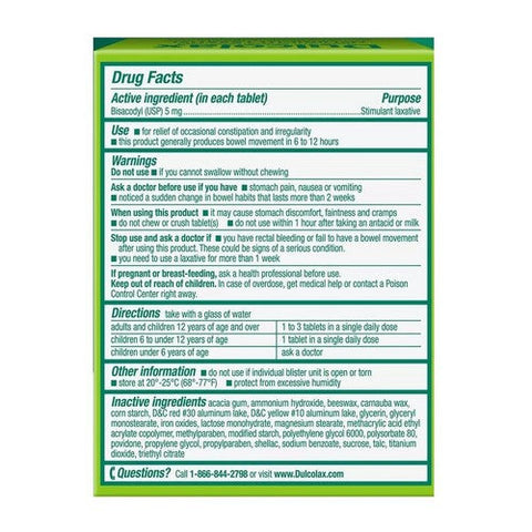 Dulcolax, Laxative Tablets, 100 Count