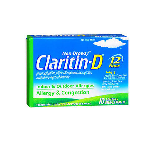 Claritin, 12 Hour Allergy And Congestion Tablets, 10 tabs Claritin