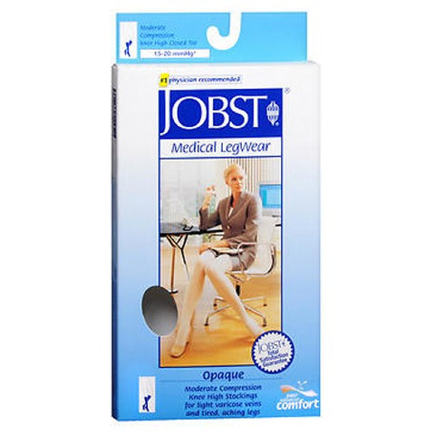Opaque Compression Stockings 15-20 Closed Toe Knee Highs Silky Beige Small 1 Each by Jobst