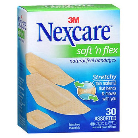 Nexcare, Comfort Flexible Fabric Bandage Latex Free, Assorted Sizes 30 each Nexcare
