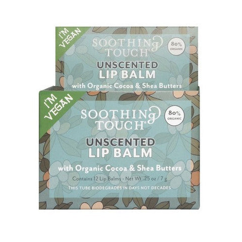 Soothing Touch, Lip Balm Vegan Unscented, Unscented .25 OZ(case of 12) Soothing Touch