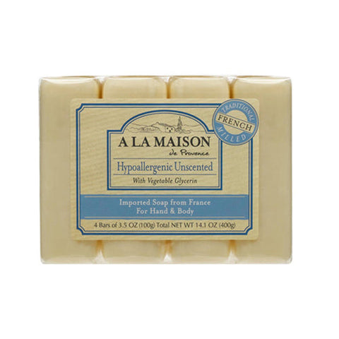 A La Maison, Hypoallergenic Bar Soap, Unscented 4/3.5 OZ A La Maison