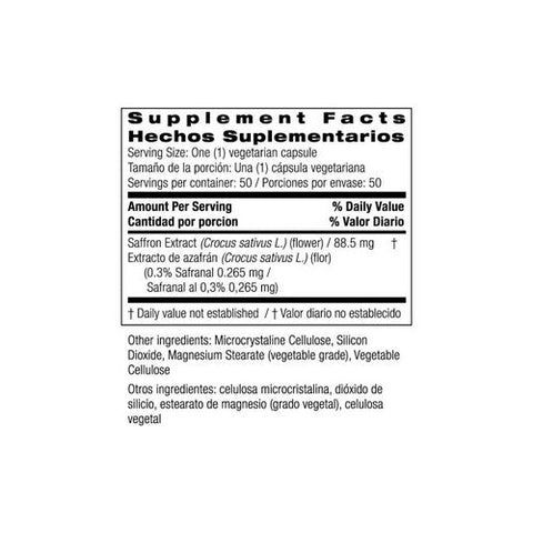 Bio Nutrition Inc, Saffron Extract, 88.5 Mg, 50 Veg Caps