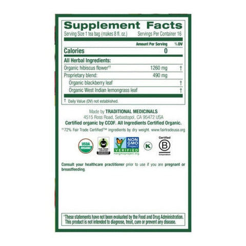 Traditional Medicinals, Hibiscus Tea, 16 BAGS Traditional Medicinals