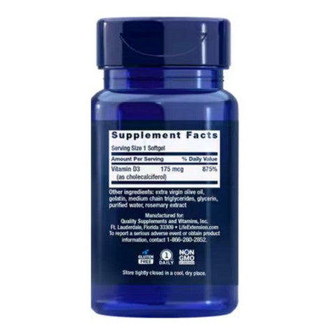 Life Extension, Vitamin D3, 175 Mcg, 60 Softgels Life Extension