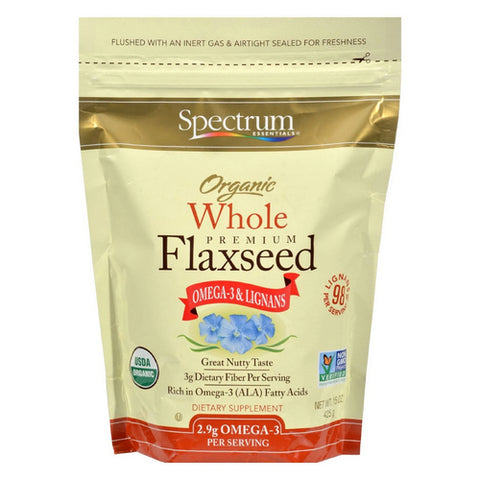 Organic Whole Premium Flaxseed 15 Oz by Spectrum Oils