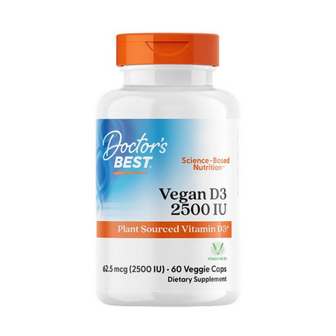 Doctors Best, Vegan D3 With Vitashine D3, 62.5 Mcg, 60 Veggie Caps Doctors Best