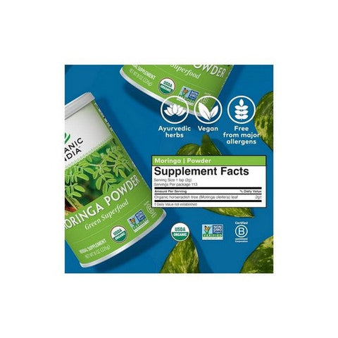 Organic India, Moringa Green Superfood, 8 Oz Organic India