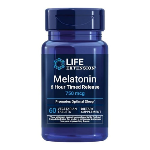 Life Extension, Melatonin 6 Hour Timed Release, 750 Mcg, 60 Veg Caps Life Extension