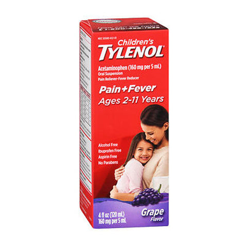 Tylenol, Children'S Pain Plus Fever Acetaminophen Oral Suspension Grape, 160 Mg, 4 Oz Tylenol