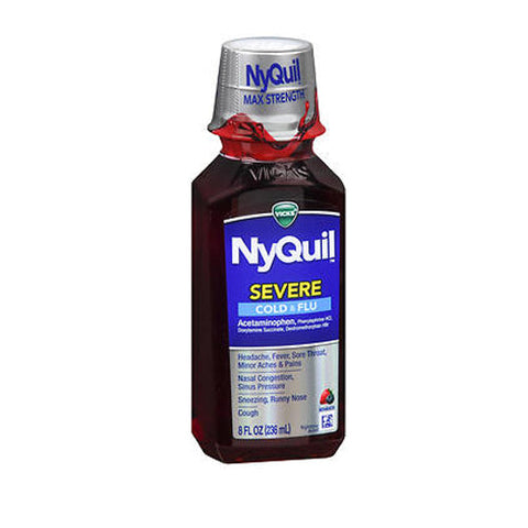 Vicks, Nyquil Severe Cold And Flu Liquid Berry, 8 Oz Vicks