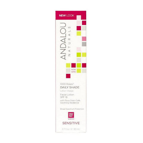Andalou Naturals, 1000 Roses Daily Shade Facial Lotion Spf 18 Sensitive, 2.7 Oz Andalou Naturals