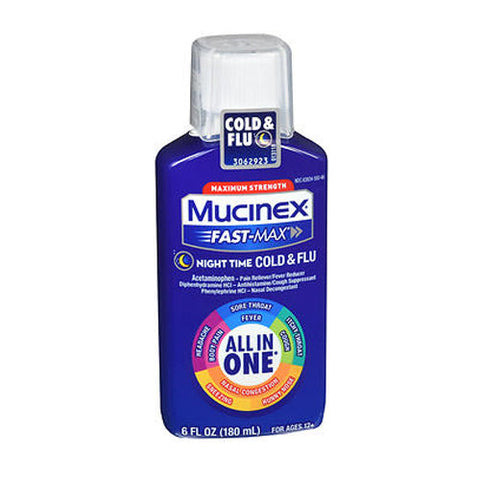 Airborne, Mucinex Fast-Max Night Time Cold & Flu Liquid, 6 oz Mucinex