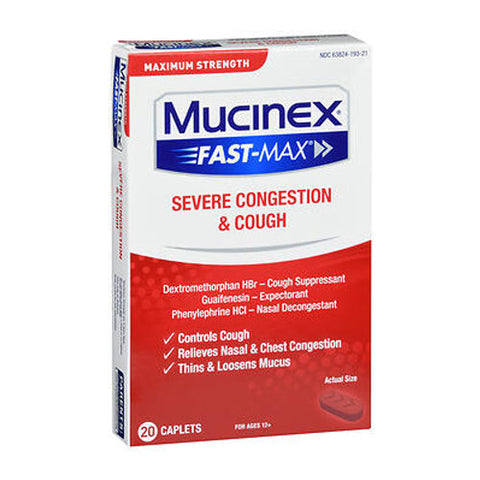 Airborne, Mucinex Fast Max Severe Congestion & Cough Caplets, 20 Caplets Mucinex