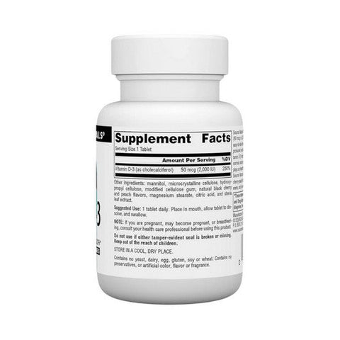 Source Naturals, Vitamin D-3, 2000 IU, Black Cherry-Peach 120 Tabs Source Naturals