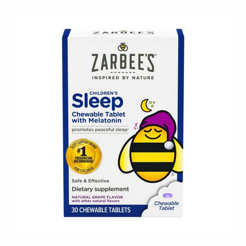 Zarbees, Children's Sleep with Melatonin Supplement, Grape 30 Chewable Tablets Zarbees