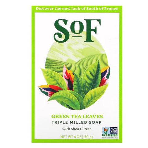 South Of France Soaps, Triple Milled Soap Bar Green Tea Leaves, Green Tea 6 oz South Of France Soaps