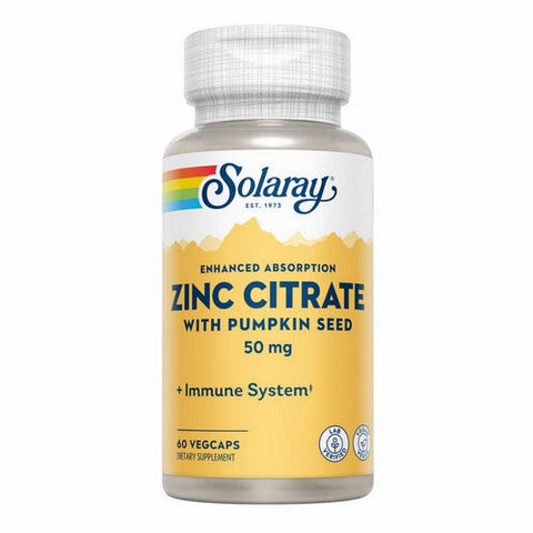 Solaray, Zinc Citrate With Pumpkin Seed, 60 Caps Solaray