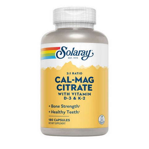Solaray, Calcium And Magnesium Citrate With Vitamins D 3 Plus K 2, 180 Caps Solaray