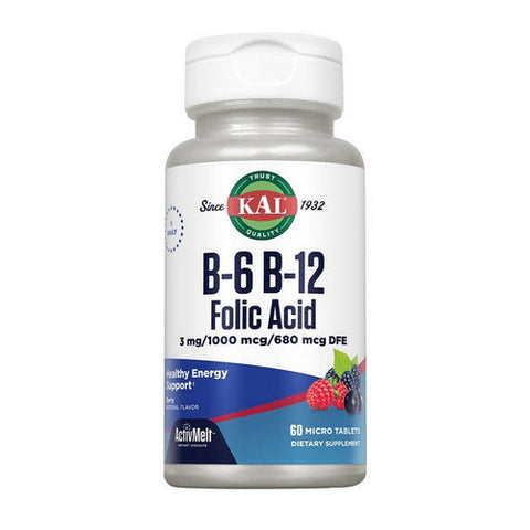 Kal, B-6 & B-12 Folic Acid ActivMelt, 60 Tabs Kal