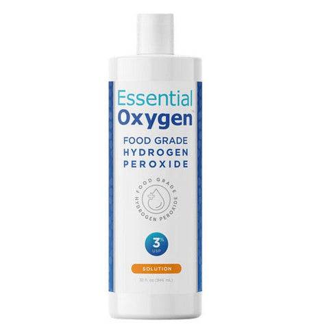 Essential Oxygen, Food Grade Hydrogen Peroxide 3% USP, 32 oz Essential Oxygen