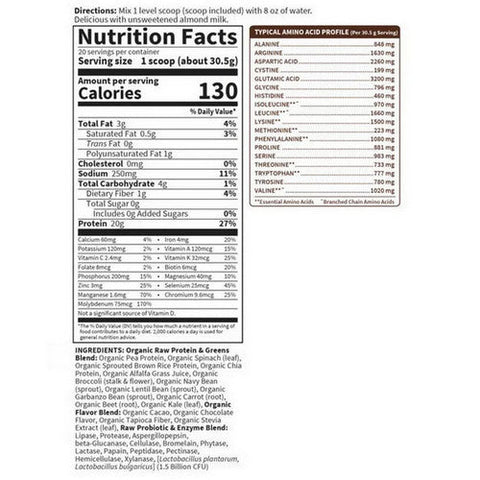 Garden of Life, Raw Protein and Greens, Chocolate 611g Garden of Life