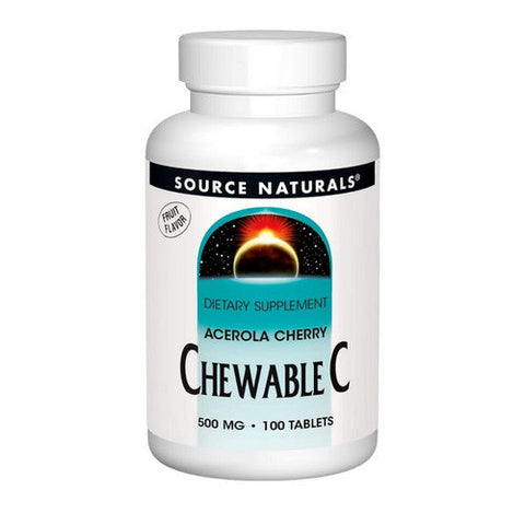 Source Naturals, Chewable C Acerola Cherry, 500 mg, 100 Tabs Source Naturals