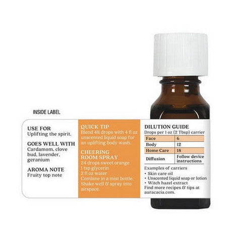 Aura Cacia, Essential Oil Orange Sweet, (citrus sinensis) 0.5 Fl Oz Aura Cacia