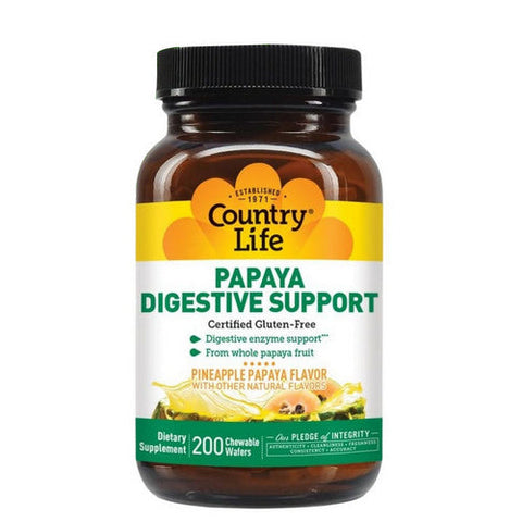 Country Life, Papaya Digestive Support, 200 Wafers Country Life