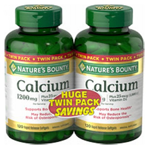 Nature's Bounty, Calcium  + D, 1200 mg, 12 X (120 Softgels + 120 Softgels) Nature's Bounty