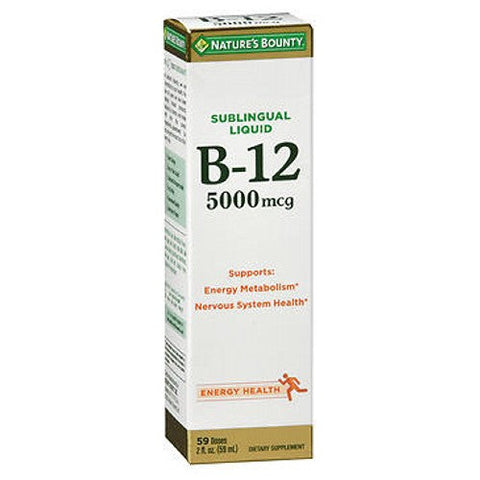 Nature's Bounty, Nature's B-12 Sublingual Liquid, 5000 mcg, 24 X 2 Oz Nature's Bounty