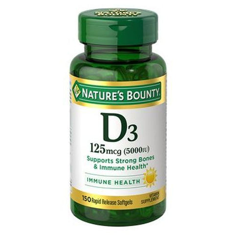 Nature's Bounty, Vitamin D3, 125 mcg, 24 X 150 Softgels Nature's Bounty