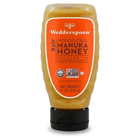Wedderspoon, Monofloral Raw Manuka Honey KFactor 16 Unpasteurized, 12 Oz Wedderspoon
