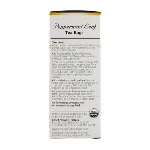 Celebration Herbals, Organic Peppermint Leaf Tea, 24 Bags Celebration Herbals