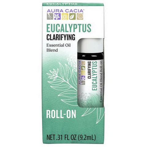 Aura Cacia, Essential Oil Blend Clearing Roll On, Eucalyptus .31 Oz Aura Cacia