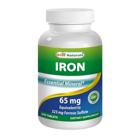 Best Naturals, Iron Ferrous Sulfate, 65 Mg, 240 Tabs Best Naturals