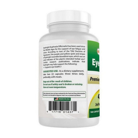 Best Naturals, Eyebright, 470 mg, 180 Caps Best Naturals