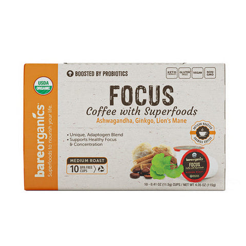 Bare Organics, Focus Coffee K-Cups, 10 Count Bare Organics