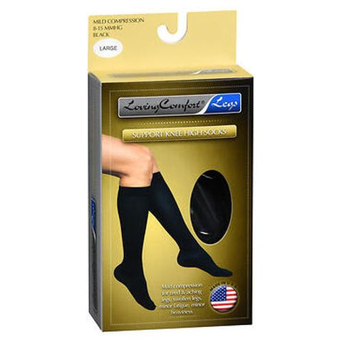 Loving Comfort, Support Knee High Socks Mild Compression Large Black, 1 Pair Loving Comfort