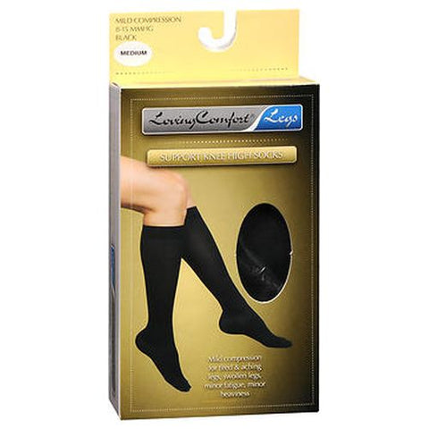 Loving Comfort, Support Knee High Socks Mild Compression Medium Black, 1 Pair Loving Comfort