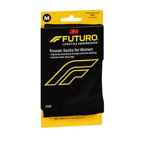 Futuro, Lifestyle Compression Trouser Socks For Women Mild Medium Black, 1 Pair Futuro