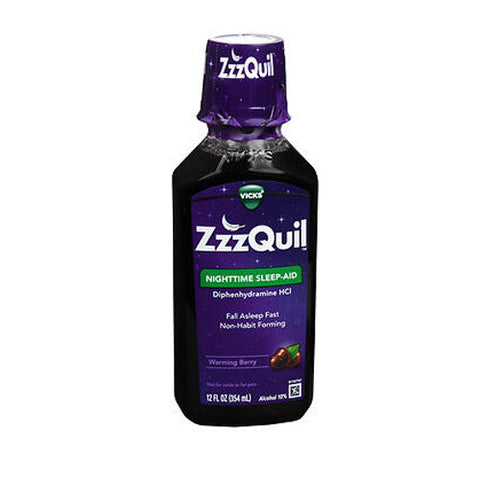 Zzzquil, Zzzquil Diphenhydramine HCl Nighttime Sleep Aid Liquid Warming Berry, 12 Oz Vicks