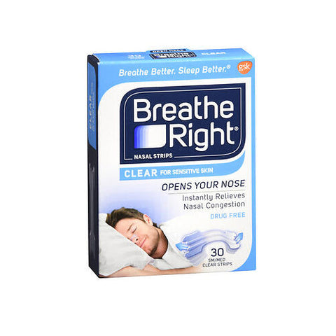 Breathe Right, Nasal Strips Clear Sensitive Skin, 30 Each Breathe Right